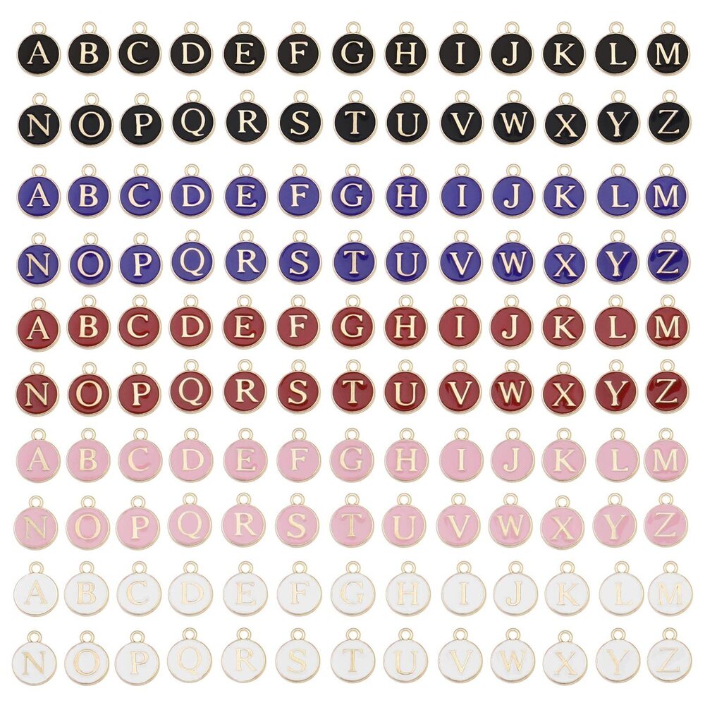 9291 130PCS 26 Alphabet Letters Charms Pendants A-Z Double Sided Initial